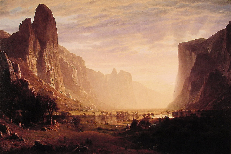 Albert Oil Painting Looking Down Yosemite Valley, California - Click Image to Close